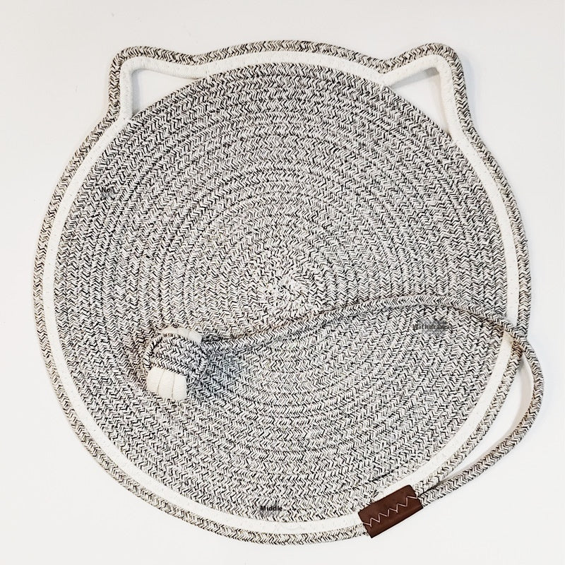 JMT-060490 Braided Cotton Rope Cat Scratching Mat with Integrated Toy Ball - Washable & Durable Design for Furniture Protection
