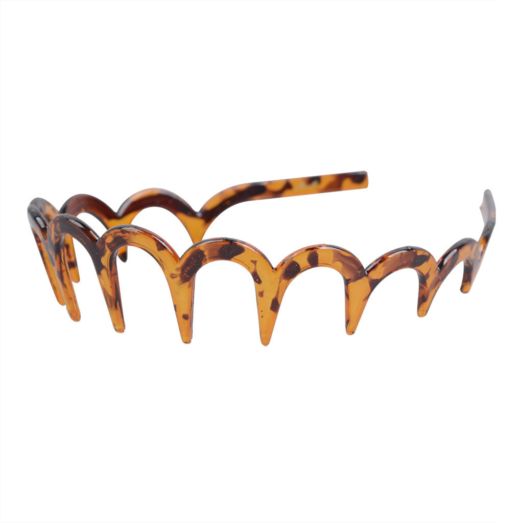 JMT-060554 Drop-Resistant U-Shaped Headband in Dark Coffee Dot Floral, Light Red, Brown, and Black