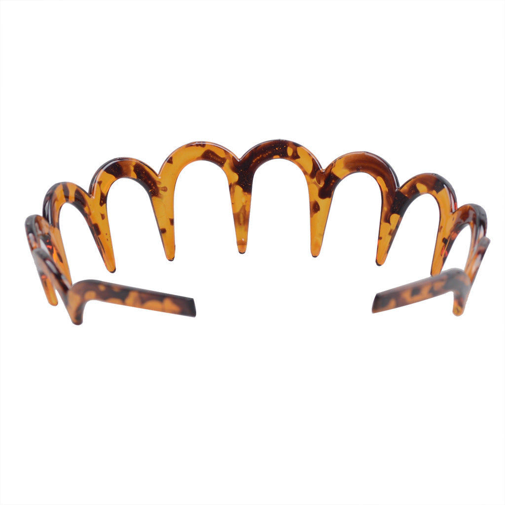 JMT-060554 Drop-Resistant U-Shaped Headband in Dark Coffee Dot Floral, Light Red, Brown, and Black