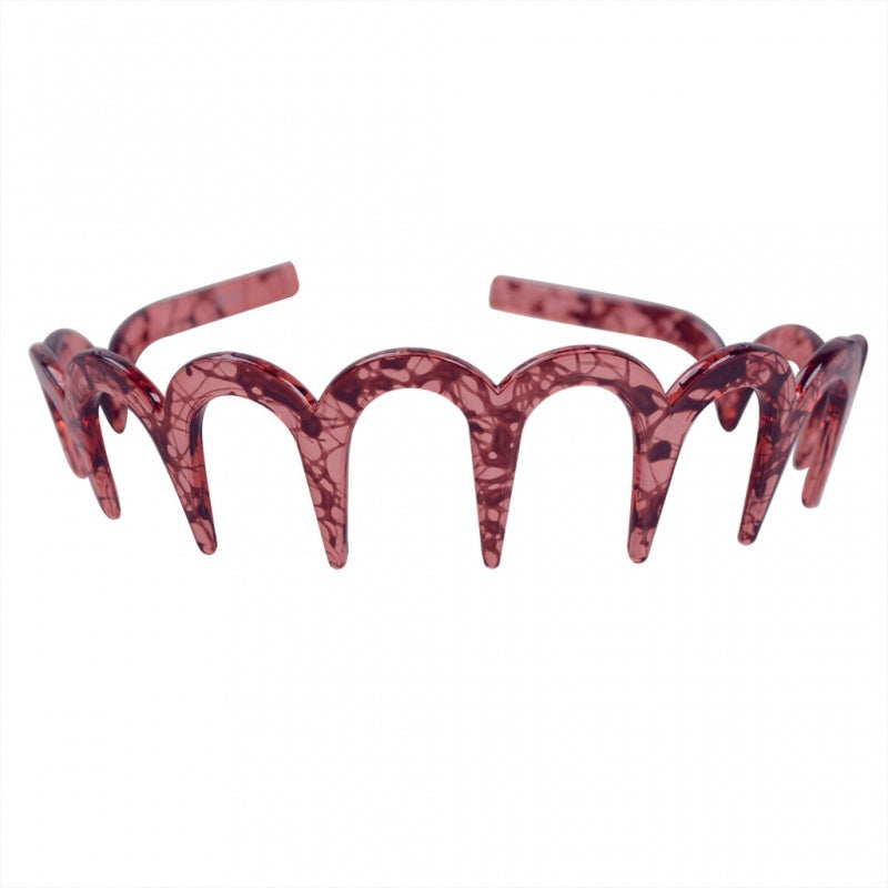 JMT-060554 Drop-Resistant U-Shaped Headband in Dark Coffee Dot Floral, Light Red, Brown, and Black