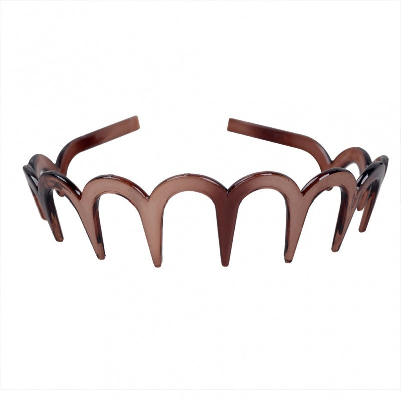 JMT-060554 Drop-Resistant U-Shaped Headband in Dark Coffee Dot Floral, Light Red, Brown, and Black