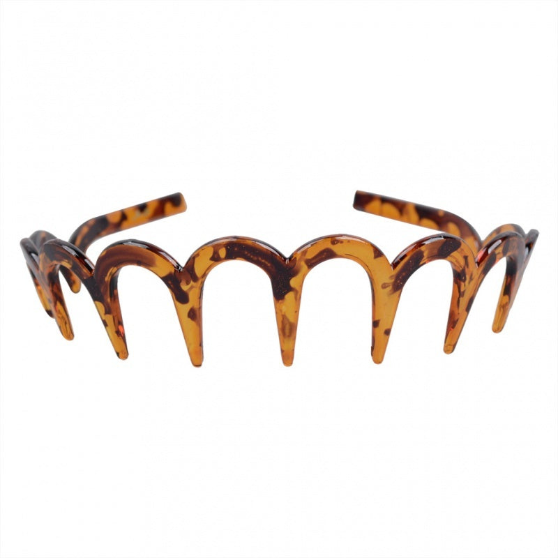JMT-060554 Drop-Resistant U-Shaped Headband in Dark Coffee Dot Floral, Light Red, Brown, and Black