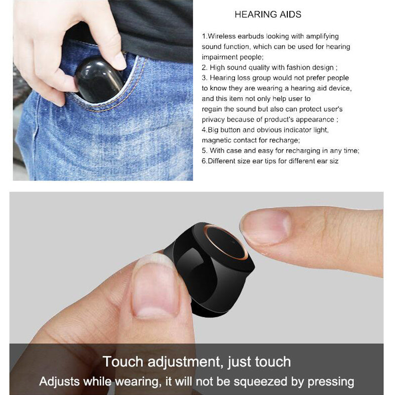 JMT-060682 Bluetooth Hearing Aid with Touch Volume Control and Charging Case