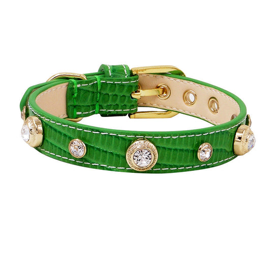JMT-060682 Multicolor Leather Pet Collar with Non-Woven Fabric - Adjustable Sizes XXS to L