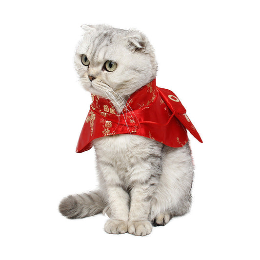 JMT-060810 Cozy Red Cloak for Cats - Acrylic New Year Pet Outfit with Envelope
