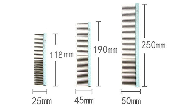 JMT-061258 Colorful Stainless Steel 1mm Dog Grooming Comb for Shedding and Detangling Pet Hair