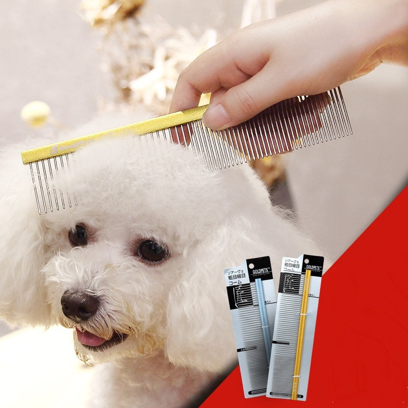 JMT-061258 Colorful Stainless Steel 1mm Dog Grooming Comb for Shedding and Detangling Pet Hair