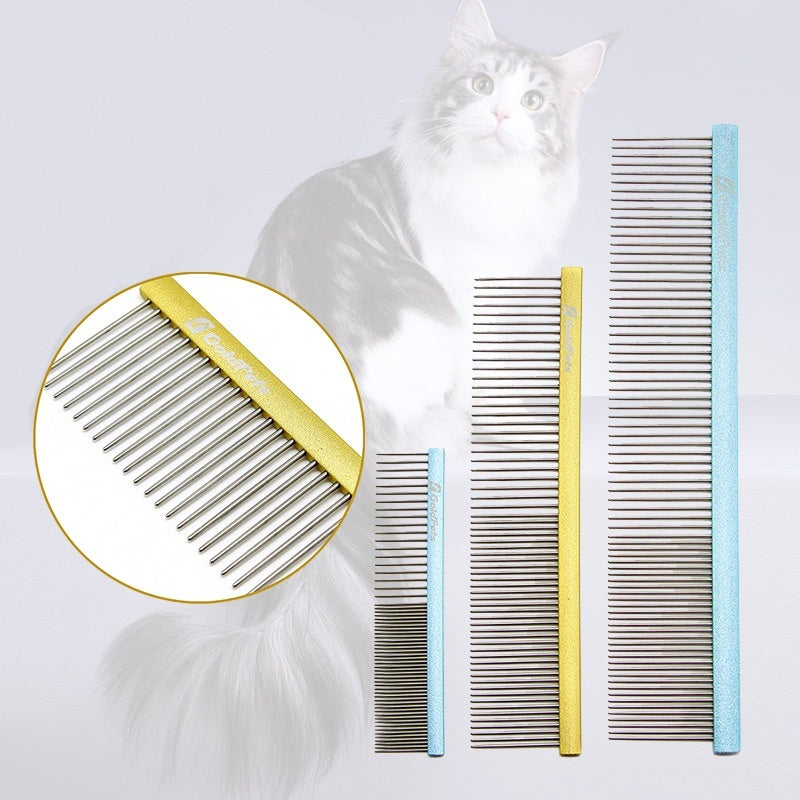 JMT-061258 Colorful Stainless Steel 1mm Dog Grooming Comb for Shedding and Detangling Pet Hair