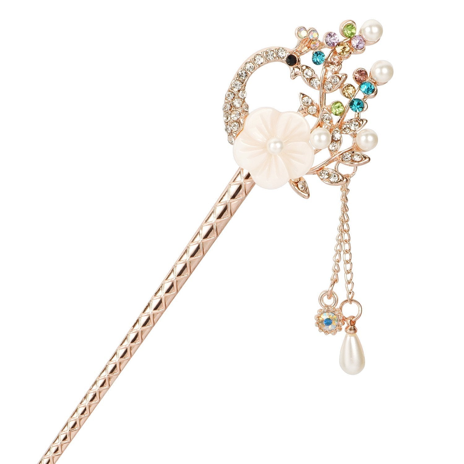 JMT-061706 Korean Bride's Fringe Hair Iron with Decorative Hairpins in Various Floral Designs