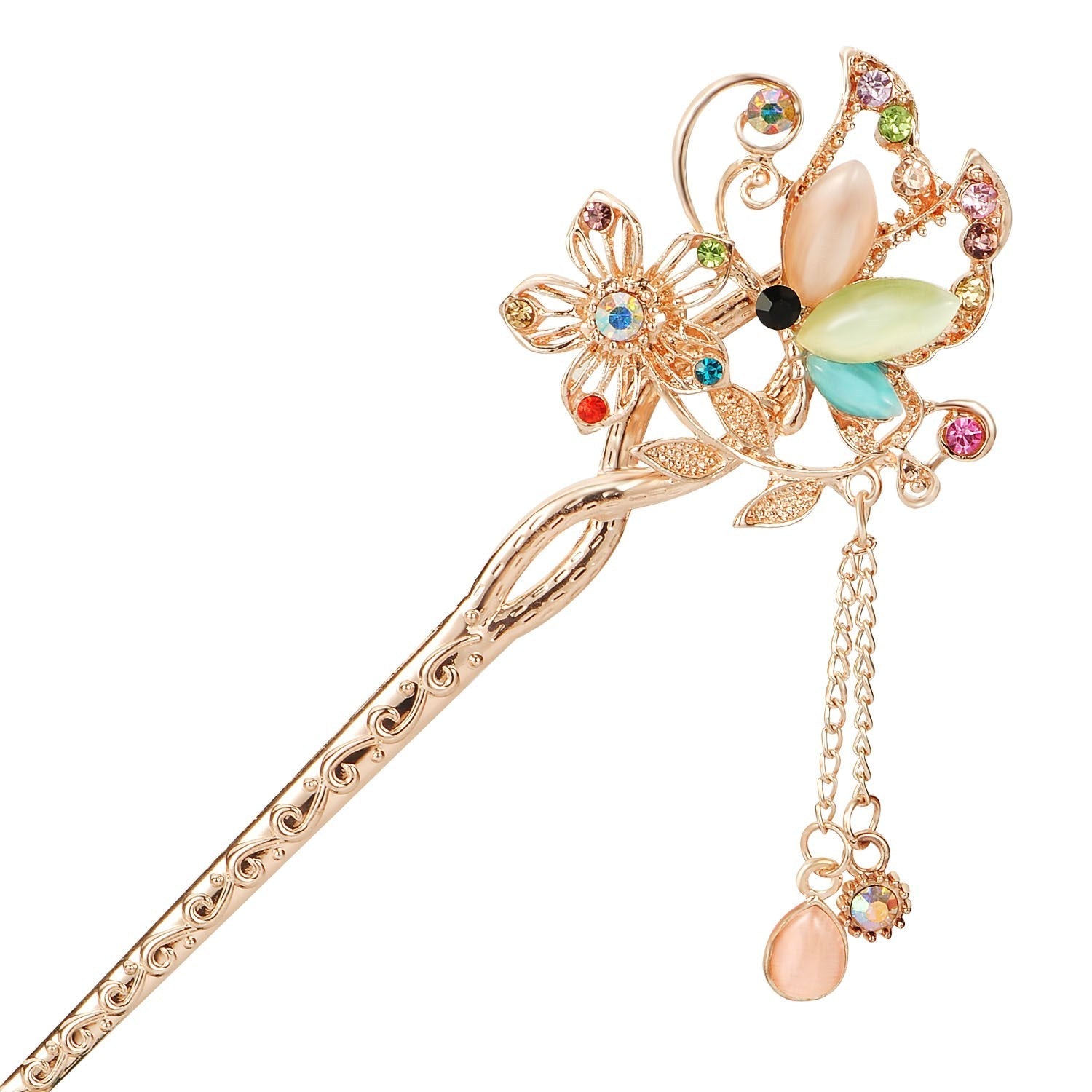 JMT-061706 Korean Bride's Fringe Hair Iron with Decorative Hairpins in Various Floral Designs