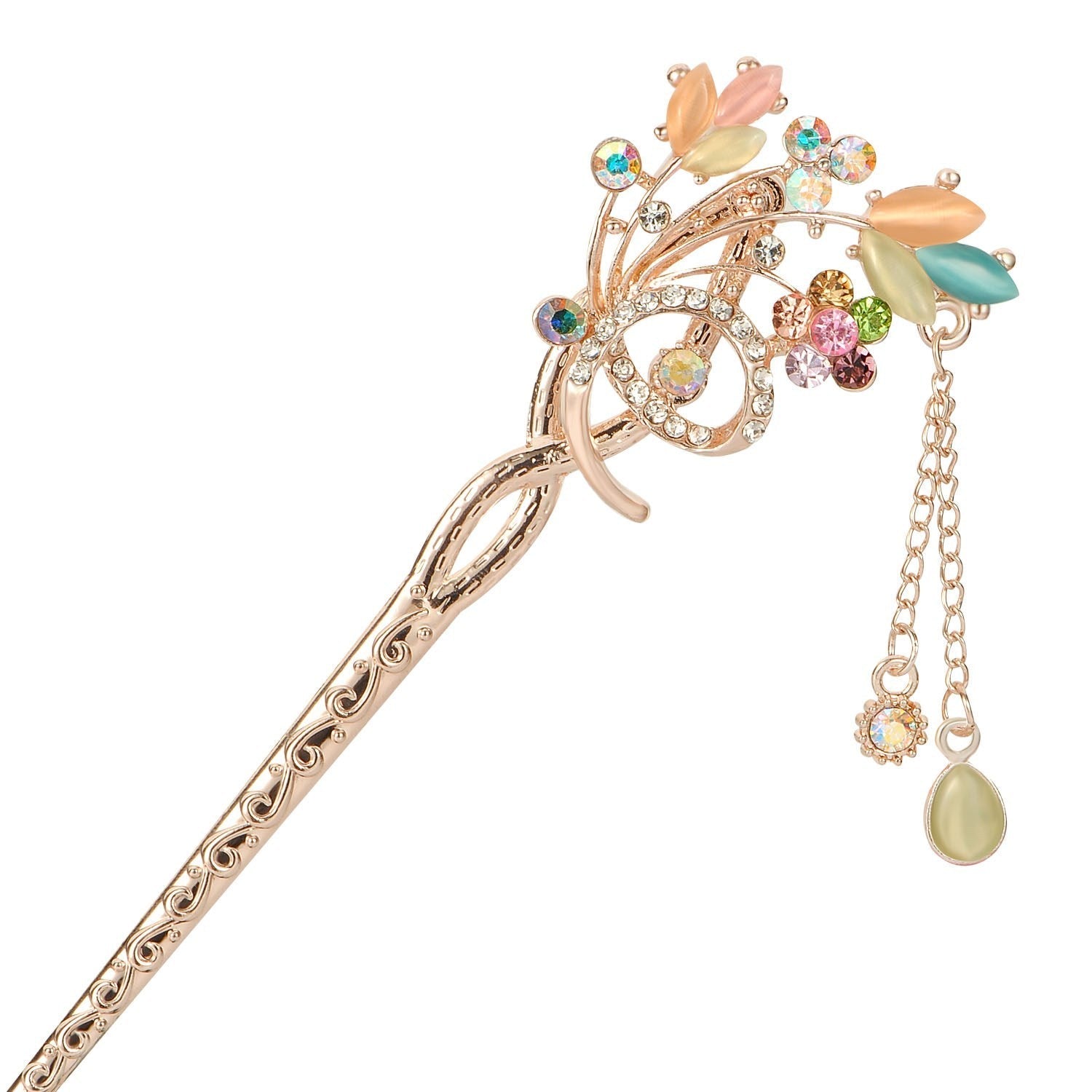 JMT-061706 Korean Bride's Fringe Hair Iron with Decorative Hairpins in Various Floral Designs