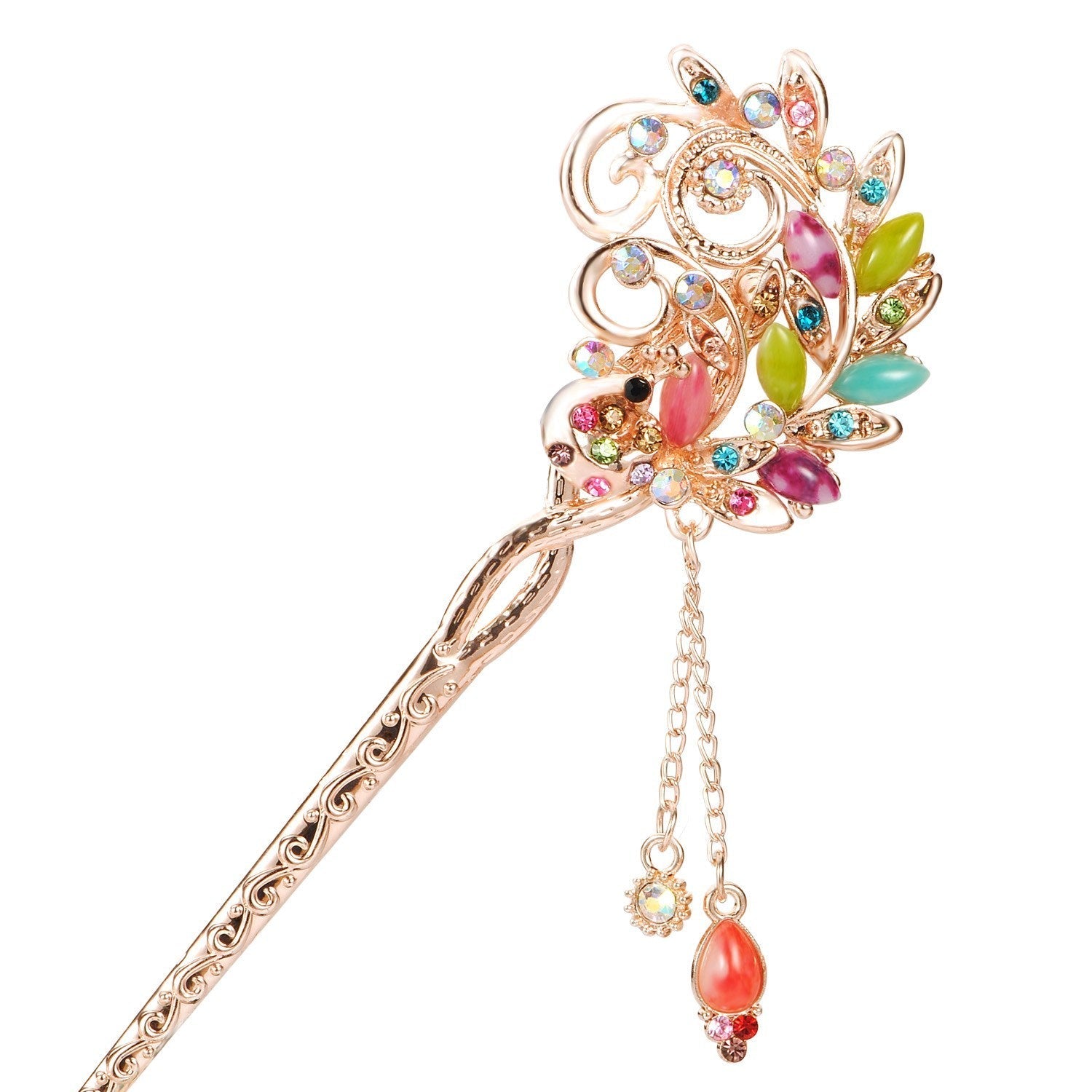 JMT-061706 Korean Bride's Fringe Hair Iron with Decorative Hairpins in Various Floral Designs