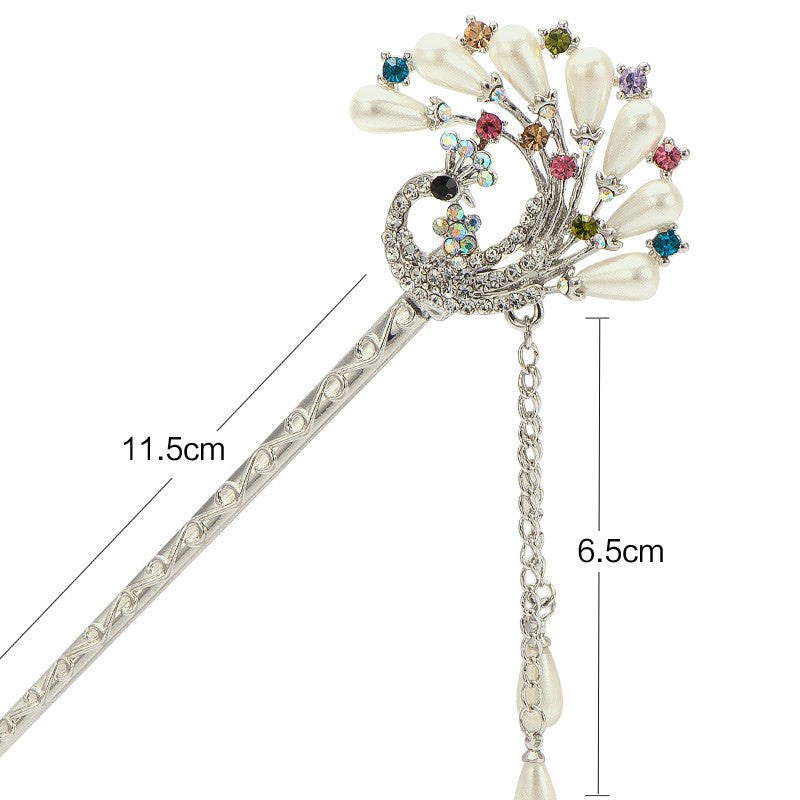 JMT-061706 Korean Bride's Fringe Hair Iron with Decorative Hairpins in Various Floral Designs