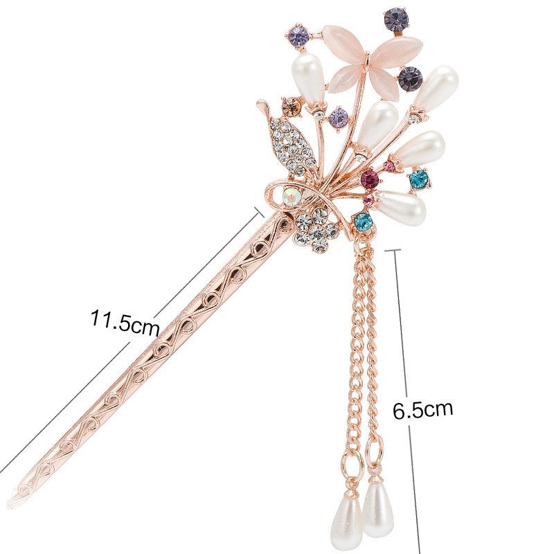 JMT-061706 Korean Bride's Fringe Hair Iron with Decorative Hairpins in Various Floral Designs