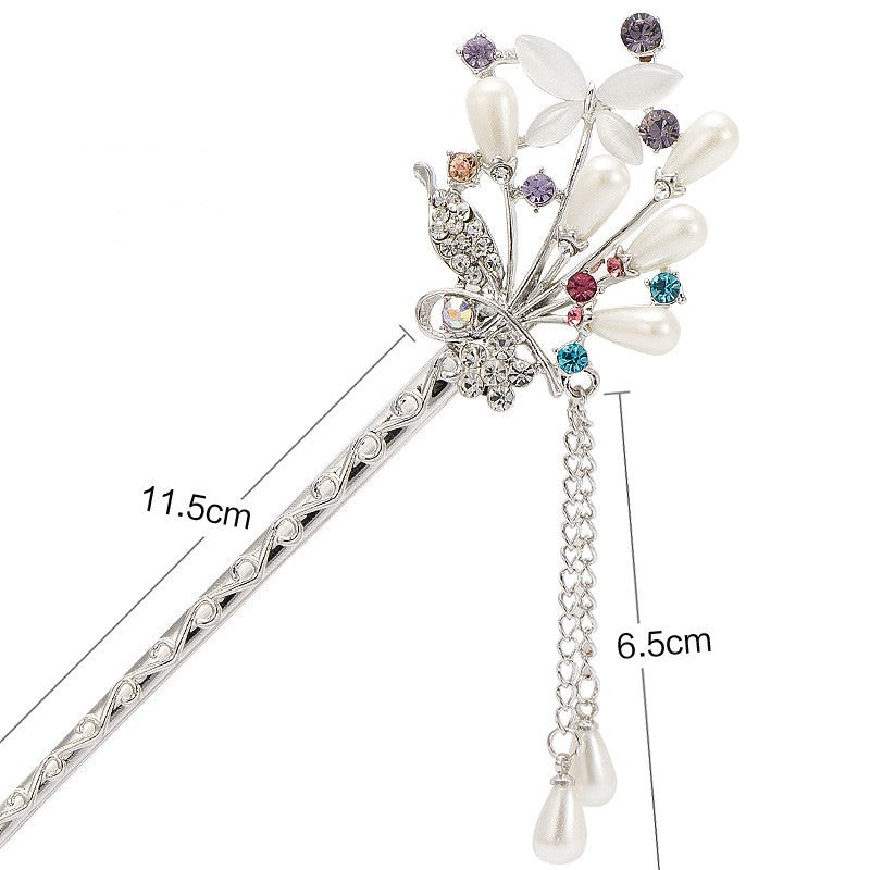 JMT-061706 Korean Bride's Fringe Hair Iron with Decorative Hairpins in Various Floral Designs
