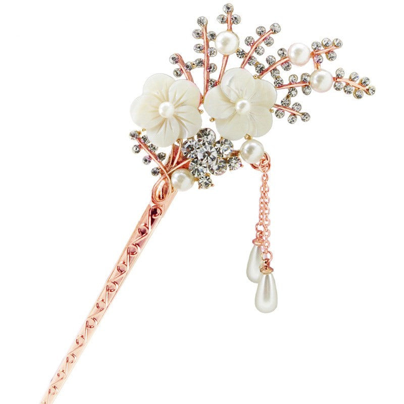 JMT-061706 Korean Bride's Fringe Hair Iron with Decorative Hairpins in Various Floral Designs