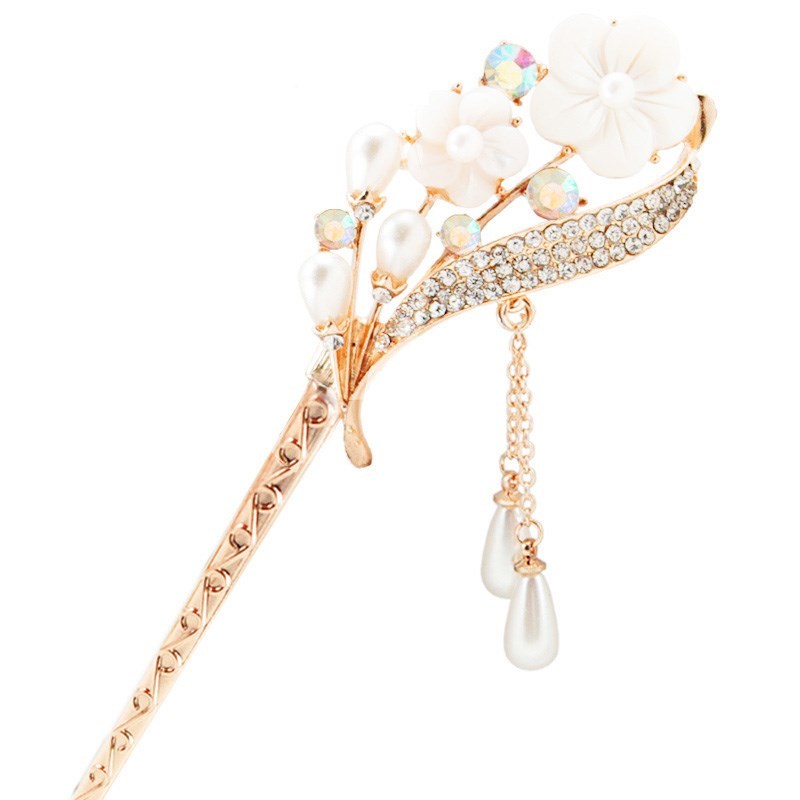 JMT-061706 Korean Bride's Fringe Hair Iron with Decorative Hairpins in Various Floral Designs