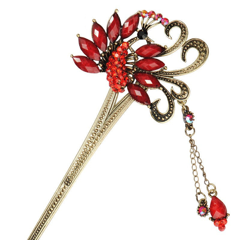 JMT-061706 Korean Bride's Fringe Hair Iron with Decorative Hairpins in Various Floral Designs