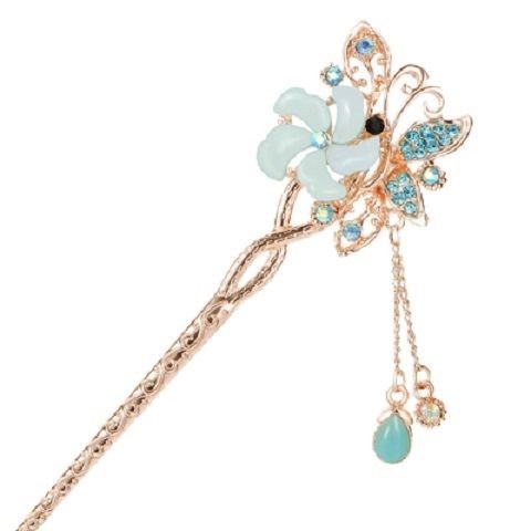 JMT-061706 Korean Bride's Fringe Hair Iron with Decorative Hairpins in Various Floral Designs