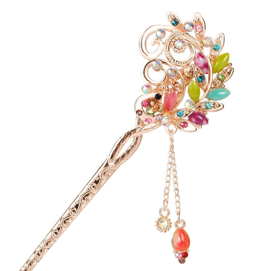 JMT-061706 Korean Bride's Fringe Hair Iron with Decorative Hairpins in Various Floral Designs