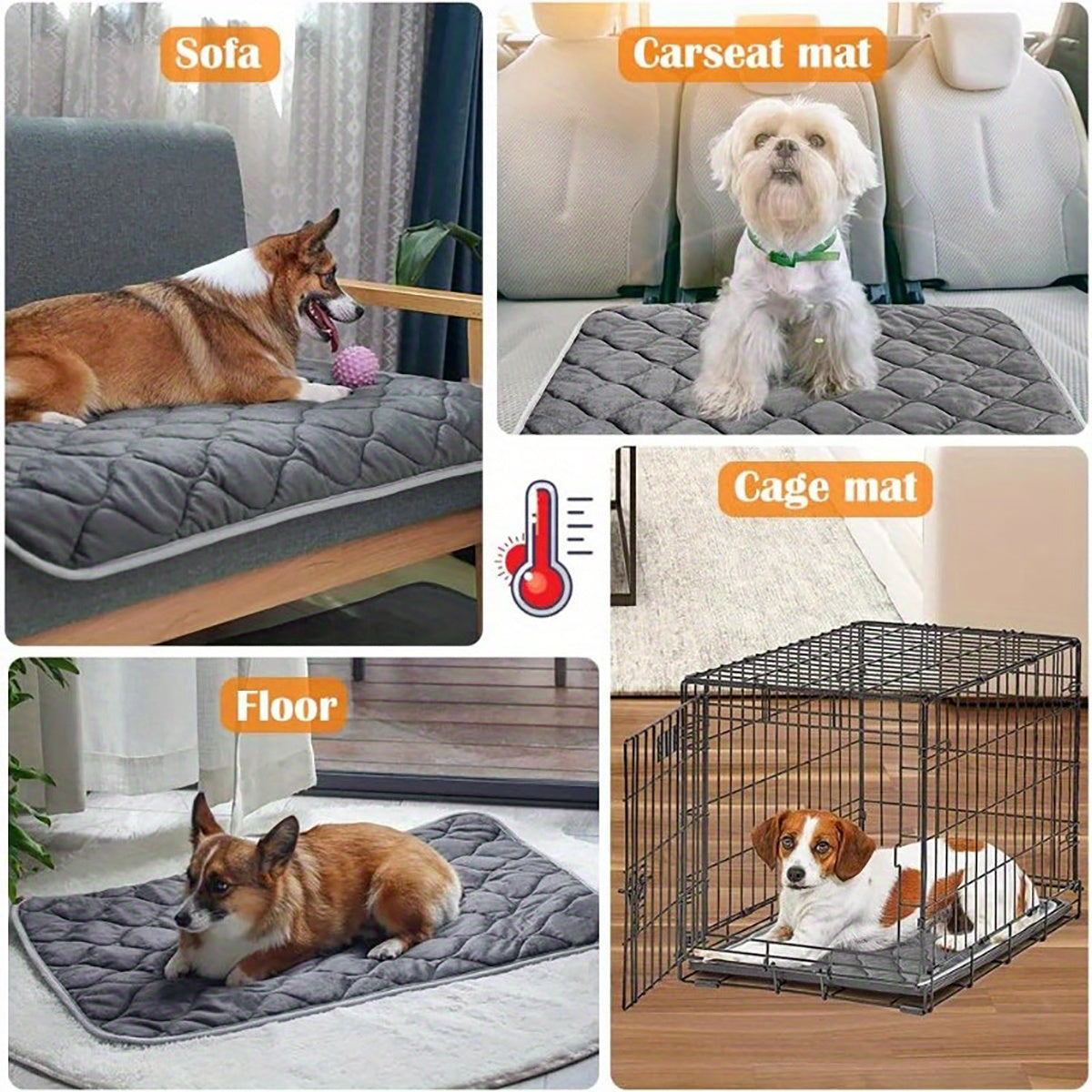 JMT-062154 Self-Heating Non-Slip Pet Mat for Dogs and Cats - Warm Thermal Blanket for Indoor and Outdoor Use, Washable & Durable