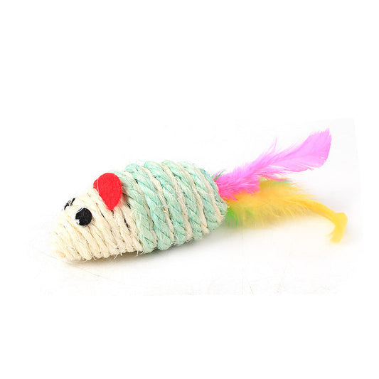 JMT-062474 Durable Sisal Mouse Toy for Cats – Random Color, 7cm Length, 3cm Diameter