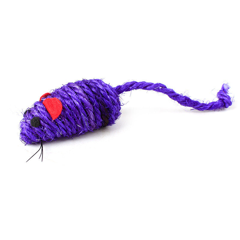 JMT-062474 Durable Sisal Mouse Toy for Cats – Random Color, 7cm Length, 3cm Diameter
