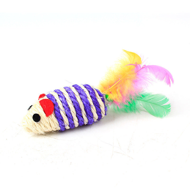JMT-062474 Durable Sisal Mouse Toy for Cats – Random Color, 7cm Length, 3cm Diameter