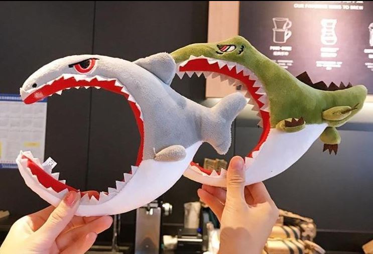 JMT-062858 Dinosaur Shark Plush Headband with Soft Sponge Filling