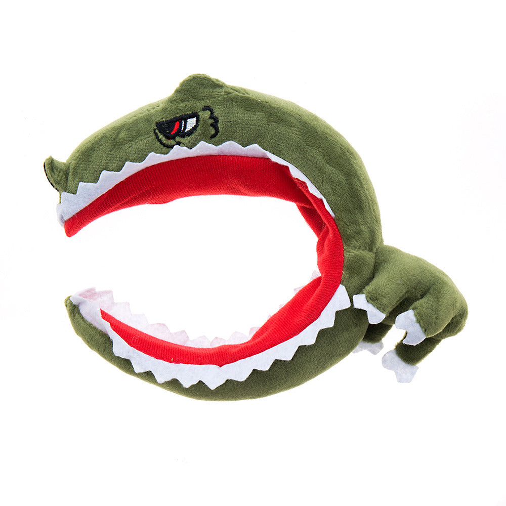 JMT-062858 Dinosaur Shark Plush Headband with Soft Sponge Filling