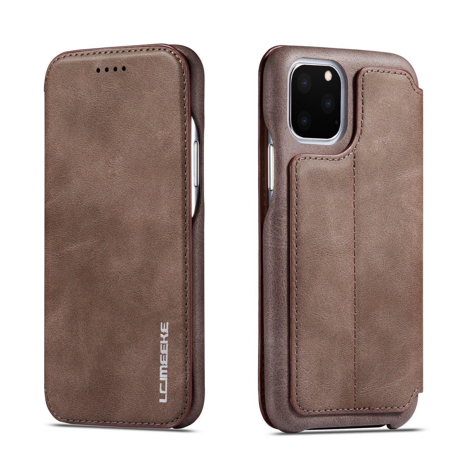 JMT-062858 Ultra-Thin Flip Holster Case for iPhone SE 2020, 11 Pro Max, 11, XS Max, 12 Mini, and More - Durable PU+PC Material