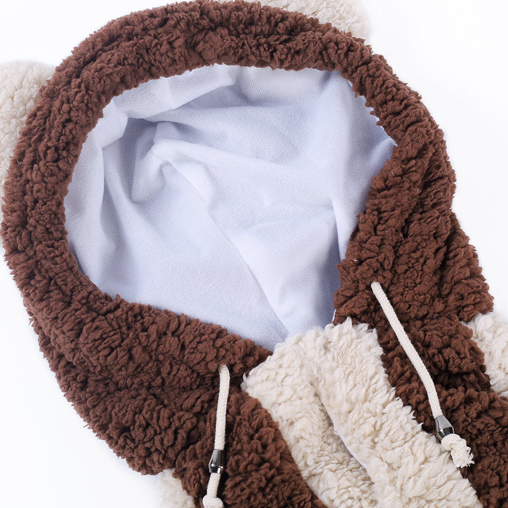 JMT-063242 Cozy Big Bear Two-Legged Pet Clothes for Autumn and Winter - Cotton Wool, Brown, Sizes 3XL to 8XL