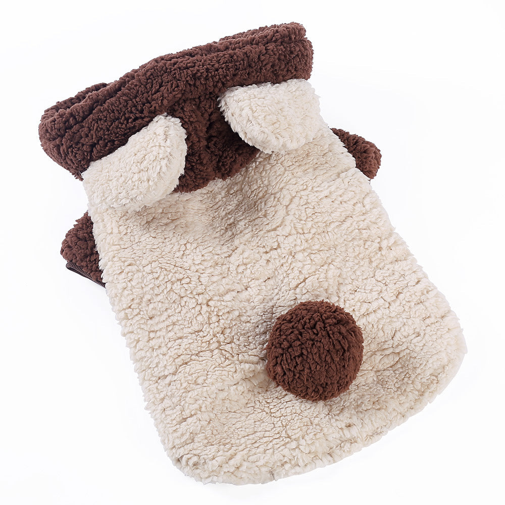 JMT-063242 Cozy Big Bear Two-Legged Pet Clothes for Autumn and Winter - Cotton Wool, Brown, Sizes 3XL to 8XL