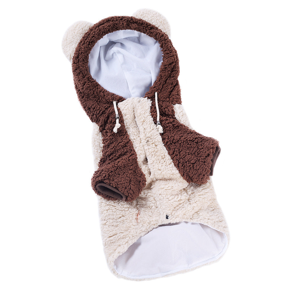 JMT-063242 Cozy Big Bear Two-Legged Pet Clothes for Autumn and Winter - Cotton Wool, Brown, Sizes 3XL to 8XL