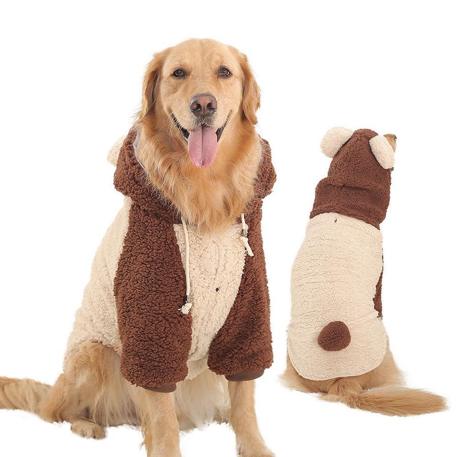 JMT-063242 Cozy Big Bear Two-Legged Pet Clothes for Autumn and Winter - Cotton Wool, Brown, Sizes 3XL to 8XL