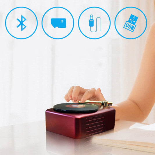 JMT-063498 Bluetooth T12 Record Player with 40mm Speakers, 5W Output, Rechargeable Battery, 10m Range