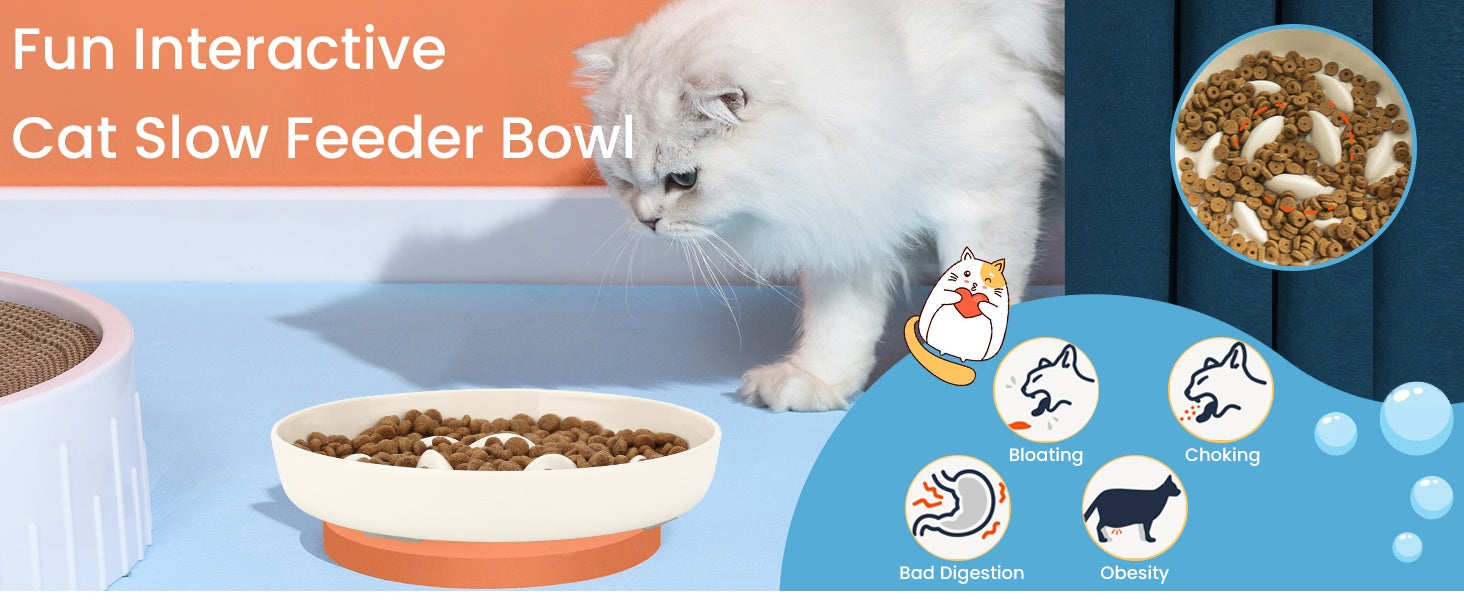 JMT-063498 Whale-Shaped Cat Slow Feeding Bowl with Non-Slip Base for Healthy Eating and Spill Prevention