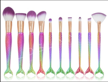 JMT-063754 Mermaid Multicolor Makeup Brush Set for Powder and Eye Shadow Application