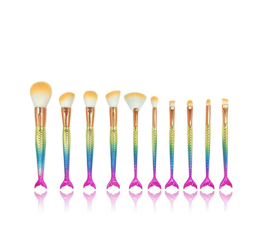 JMT-063754 Mermaid Multicolor Makeup Brush Set for Powder and Eye Shadow Application