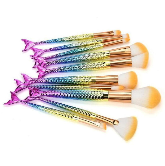 JMT-063754 Mermaid Multicolor Makeup Brush Set for Powder and Eye Shadow Application