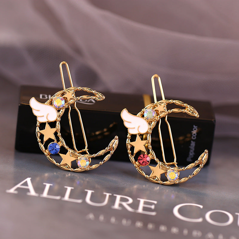 JMT-064010 Moon and Star Colored Diamond Hairpin Collection