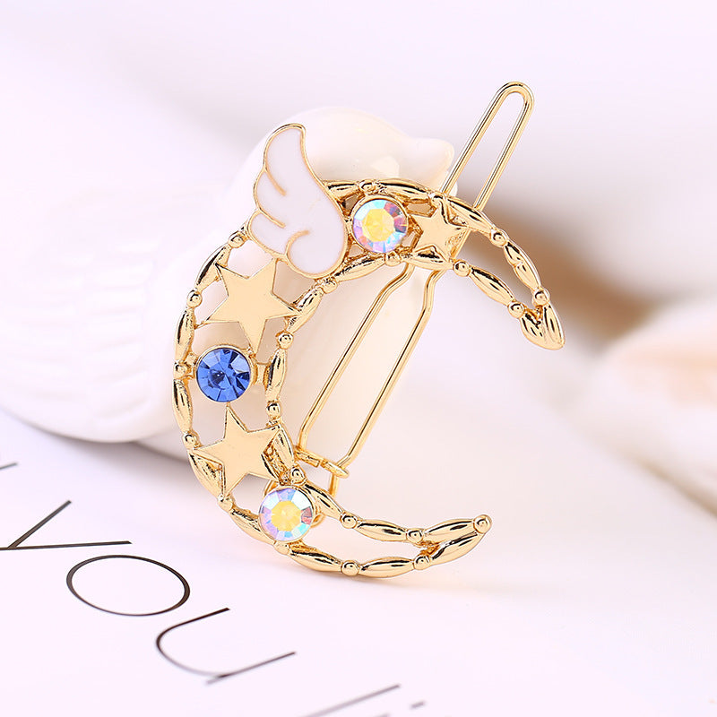 JMT-064010 Moon and Star Colored Diamond Hairpin Collection