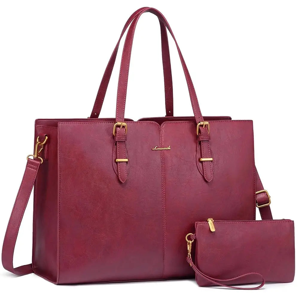 JMT-064202 Large Waterproof PU Leather Tote Bag for Women - Fits 15.6 to 17-Inch Laptops, Ideal for Business and Office Use