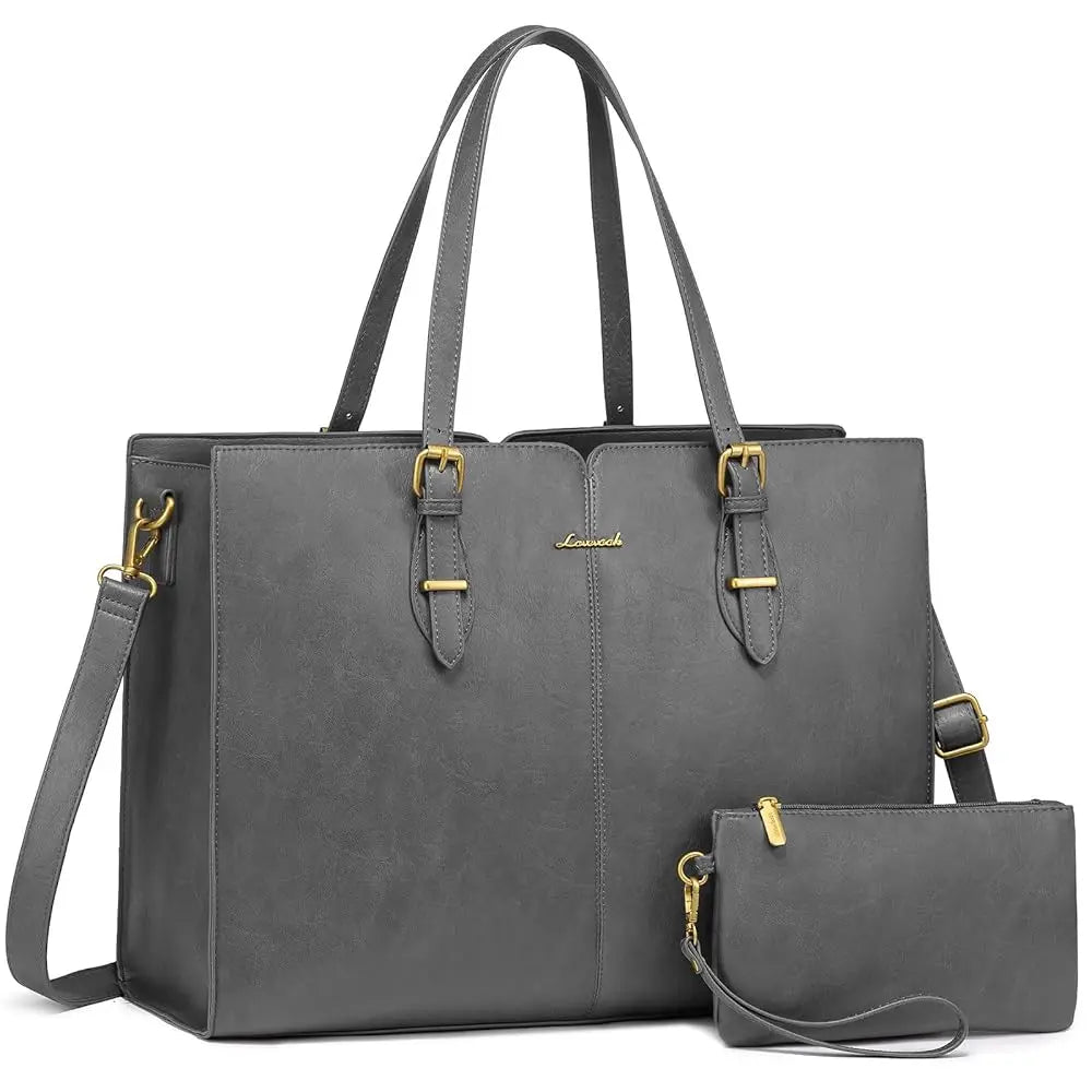 JMT-064202 Large Waterproof PU Leather Tote Bag for Women - Fits 15.6 to 17-Inch Laptops, Ideal for Business and Office Use