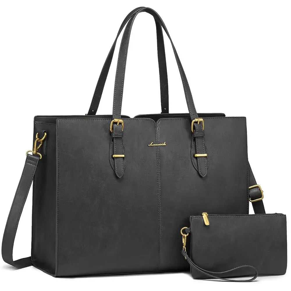 JMT-064202 Large Waterproof PU Leather Tote Bag for Women - Fits 15.6 to 17-Inch Laptops, Ideal for Business and Office Use