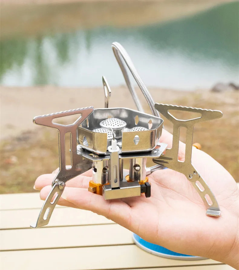 JMT-064522 Portable Folding Gas Stove with 3 Burners for Outdoor Camping and Picnic Use