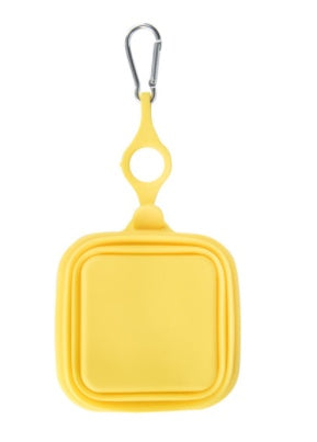 JMT-064650 Foldable Silicone Pet Bowl - Lightweight, Portable Design in Yellow, Gray, and Green (16.2 x 19 x 3.5 cm)