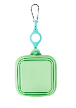 JMT-064650 Foldable Silicone Pet Bowl - Lightweight, Portable Design in Yellow, Gray, and Green (16.2 x 19 x 3.5 cm)