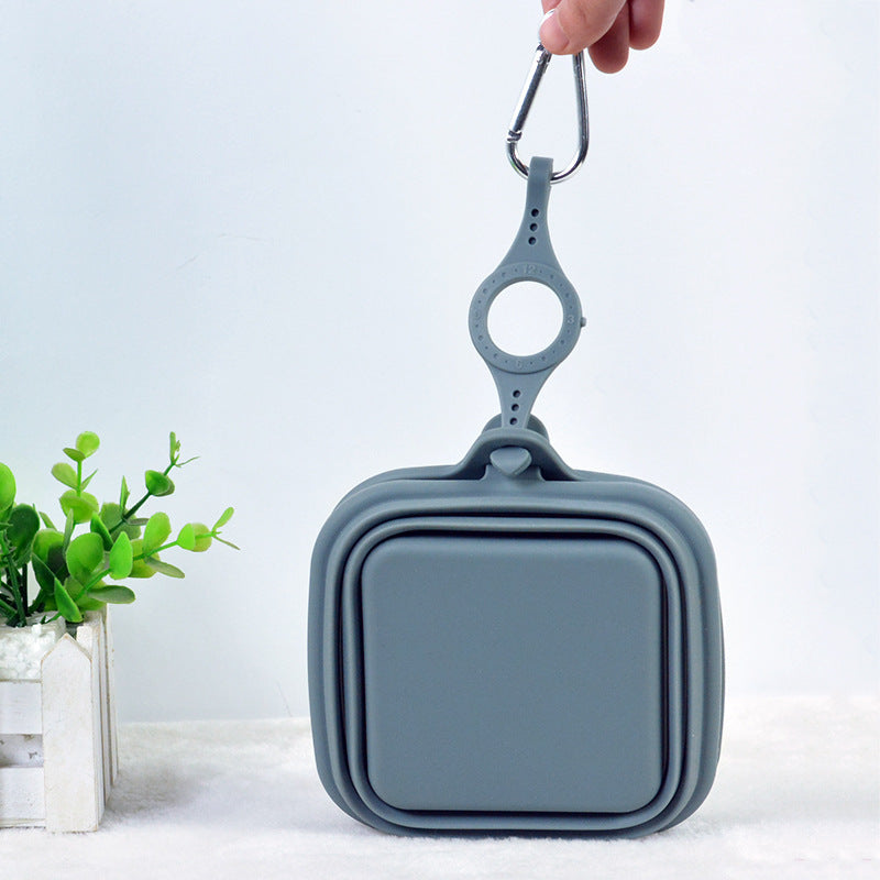 JMT-064650 Foldable Silicone Pet Bowl - Lightweight, Portable Design in Yellow, Gray, and Green (16.2 x 19 x 3.5 cm)