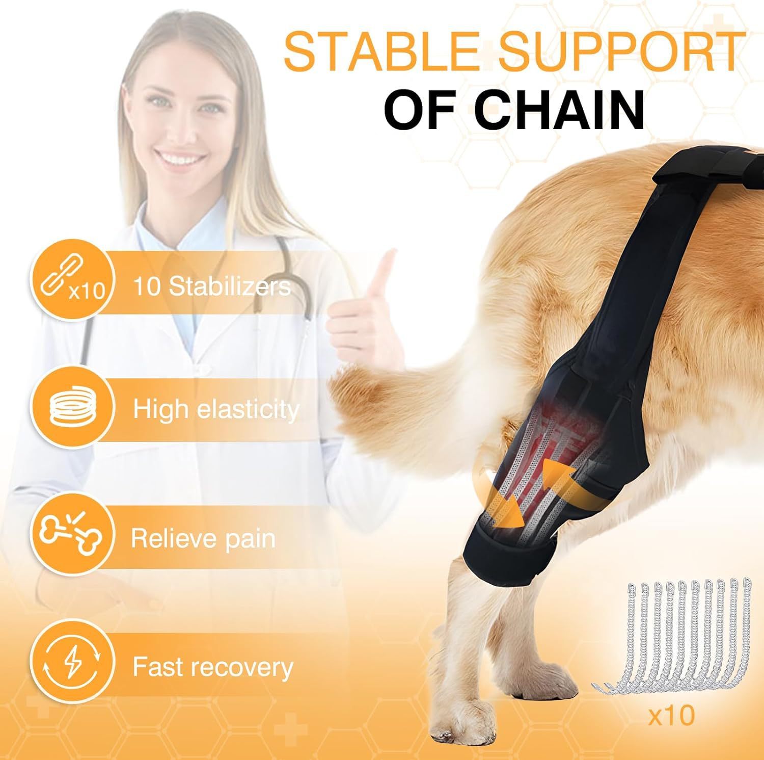 JMT-065098 Dog Knee Brace with Auxiliary Belt for Joint Protection and Mobility Support